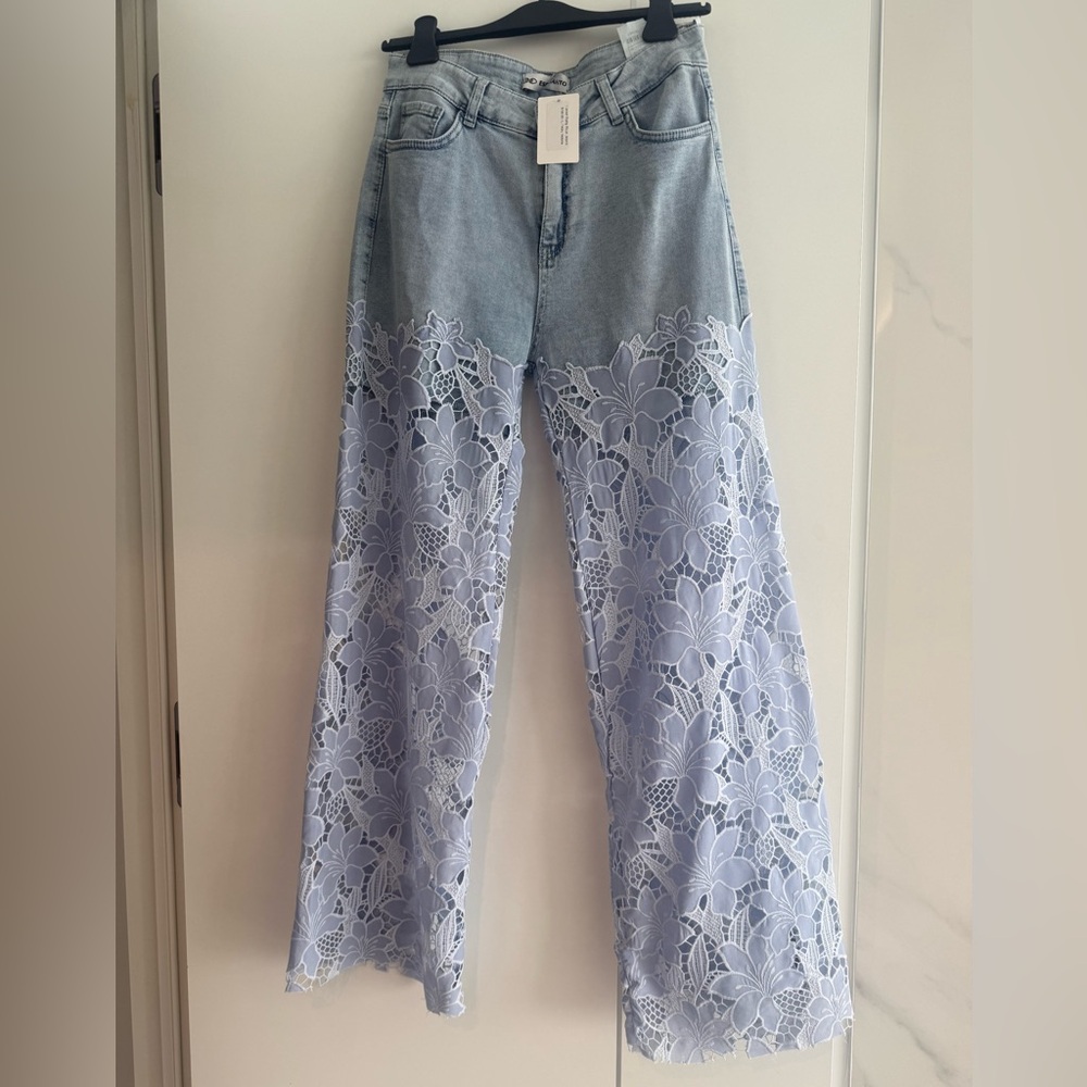 Laced Baby Blue Jeans